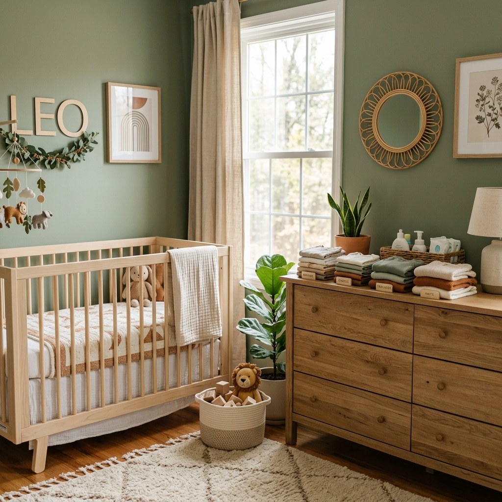 Beautiful sage green nursery